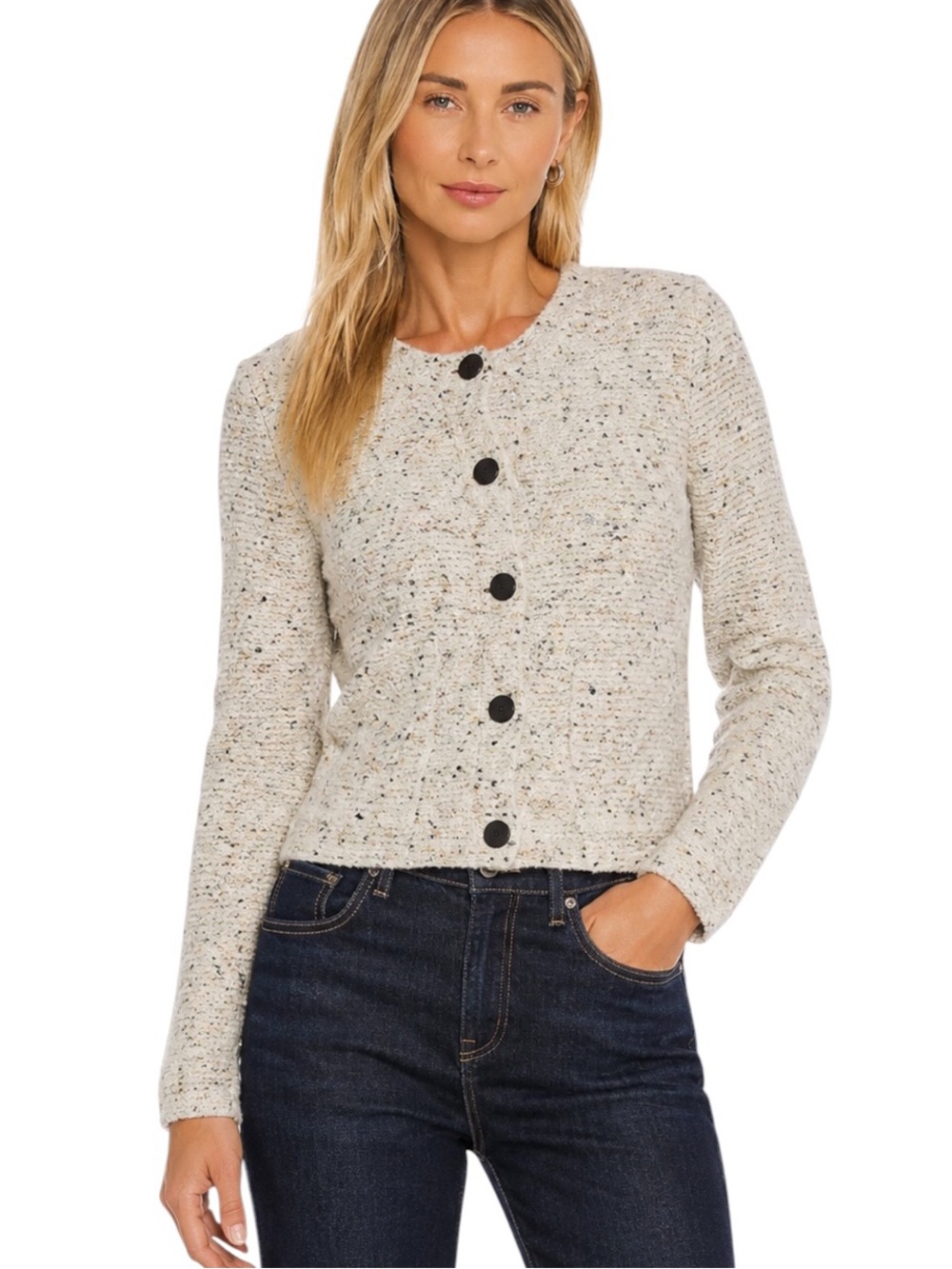 Theory Wool Tweed Boucle Cardigan with Pockets Size M